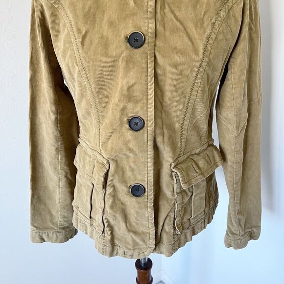 Eddie Bauer Womens Corduroy Blazer Jacket Size Medium M Tan Beige Cord Buttons - Picture 4 of 16